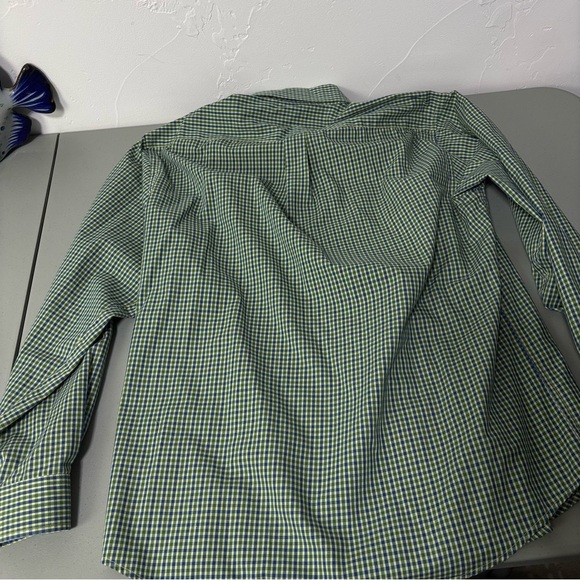 Southern Marsh Wrinkle Free Plaid Blue Green Men Button Front Shirt Large - Picture 7 of 7